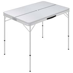 Vidaxl Skládací kempingový stůl se 2 lavicemi hliník bílý