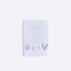Kecky bílý koženkový obal na cestovní pas s kaktusem