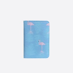 Kecky dámský modrý obal na cestovní pas s růžovým plameňákem