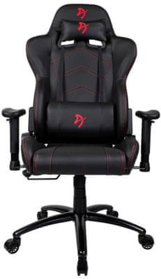 Herní židle Arozzi Inizio, černá/červená (INIZIO-PU-BKRD), ergonomická konstrukce, potah syntetická kůže, do 145 kg, nastavitelná, otočná, polštářky pod hlavu a bedra