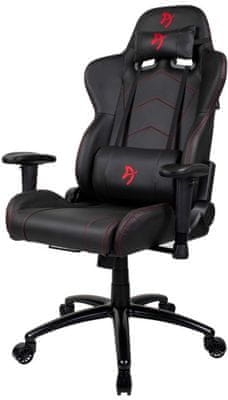 Herná stolička Arozzi Inizio, čierna/červená (INIZIO-PU-BKRD), ergonomická konštrukcia, komfort, do 105 kg, nastaviteľná, otočná, vankúšiky pod hlavu a bedrá