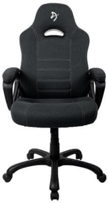 Herní židle Arozzi Enzo, černá (ENZO-WF-BKGY), ergonomická konstrukce, potah syntetická kůže, do 95 kg, nastavitelná, otočná, polštářky pod hlavu a bedra