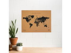Alum online Korková nástěnná mapa světa- přírodní, černá L