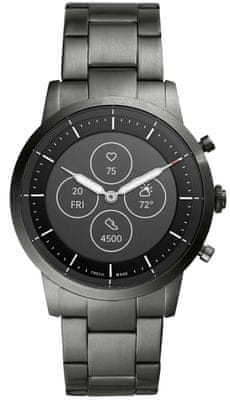 Chytré hybridní hodinky Fossil FTW7009, měření tepu, vodotěsné, dlouhá výdrž baterie, hudební přehrávač, notifikace, luxusní, elegantní, stylové, ocelový řemínek
