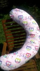 KHC Kojící těhotenský relaxační polštář Miki Obrovský 240 cm Sovičky na růžové Pratelný potah Duté vlákno