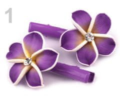 Kraftika 1pár fialová vlasová sponka s fimo květem, sponky