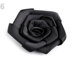 Kraftika 1ks černá saténová růže 50mm, saténové k našití, nalepení