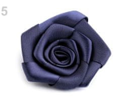 Kraftika 1ks 5 modrá tmavá saténová růže 50mm, saténové k našití