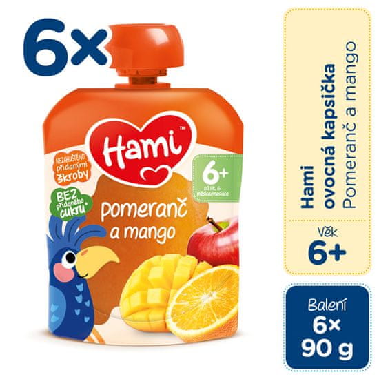 Hami kapsička pomeranč a mango 6x90g