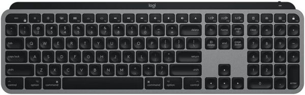 Logitech MX Keys MAC, šedá (920-009558) membránová kancelářská klávesnice podsvícená bezdrátová bluetooth USB přijímač