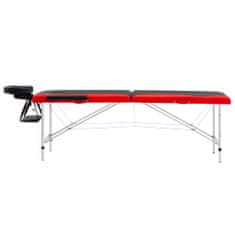 Petromila Skládací masážní stůl se 2 zónami hliník černo-červený
