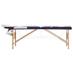 Vidaxl Skládací masážní stůl 3 zóny dřevo bílo-fialový