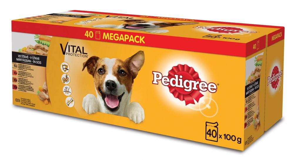 Pedigree Vital Protection kapsičky masový výběr se zeleninou ve šťávě pro dospělé psy 40 x 100g
