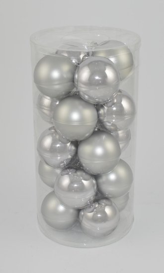 DUE ESSE Set 20 ks vánočních skleněných stříbrných ozdob koule Ø 8 cm, lesk/mat