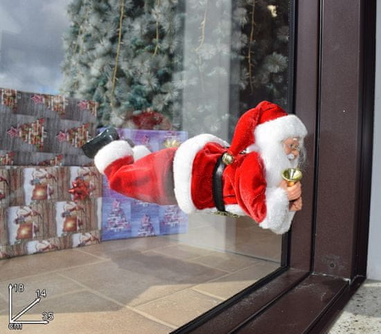 DUE ESSE Vánoční dekorace Santa v okně 35 cm