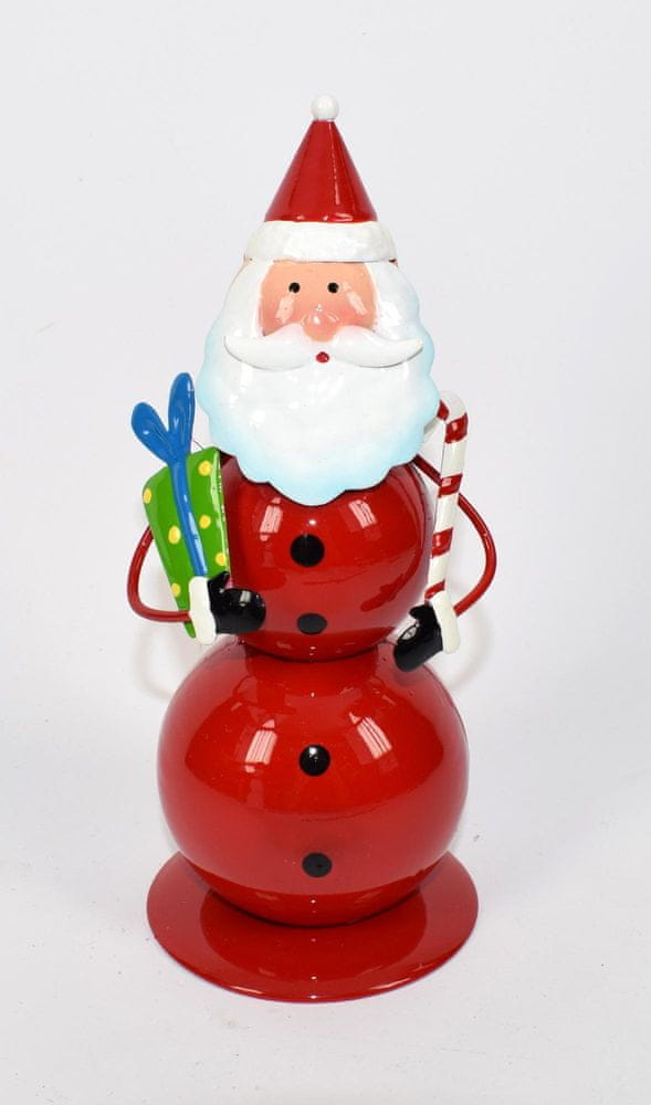 DUE ESSE Vánoční dekorace ocelový Santa s dárkem, 21 cm