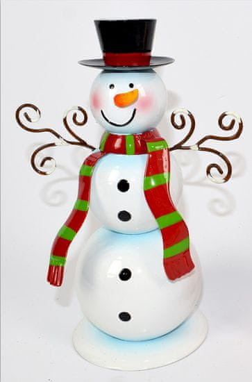 DUE ESSE Vánoční dekorace ocelový sněhulák, 21 cm