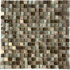 Maxwhite Mozaika PM001 skleněná bílá hnědá 30x30cm sklo kamenná