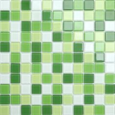 Maxwhite Mozaika CH4004PM skleněná zelená bílá 30x30cm sklo
