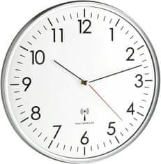 TFA 60.3514 Rádiem řízené analogové nástěnné hodiny, bílo-stříbrné