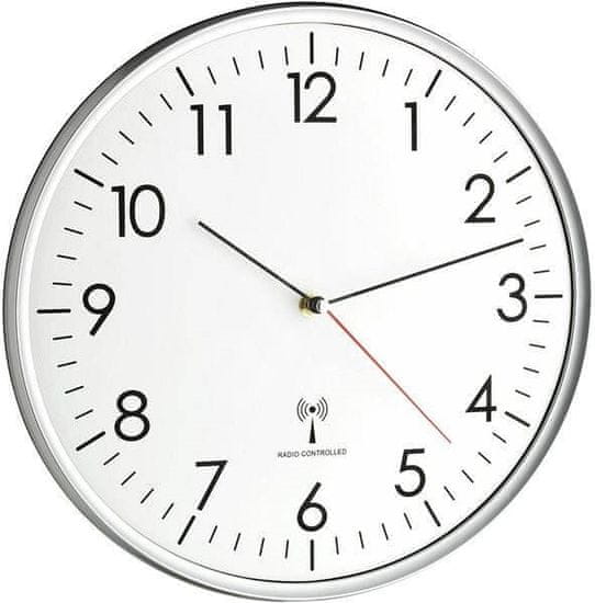 TFA 60.3514 Rádiem řízené analogové nástěnné hodiny, bílo-stříbrné