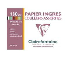 Clairefontaine Sada papírů ingres různé barvy (130g/m2,12ks) 24x32cm