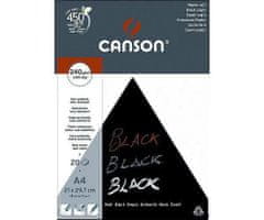canson Skicák na kresbu black (240g/m2, 20 ks), a4 černý,