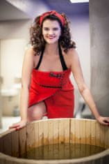 MaryBerry Dámský červený kostkovaný župan & kilt do sauny ve skotském stylu, S-M-L