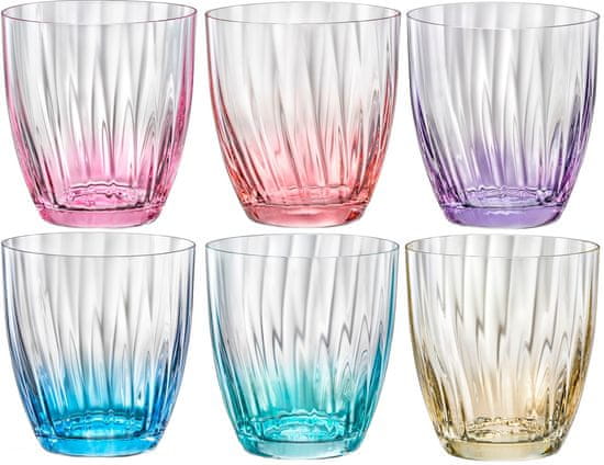 Crystalex KATE sklenice optic barevná 300 ml 6 ks
