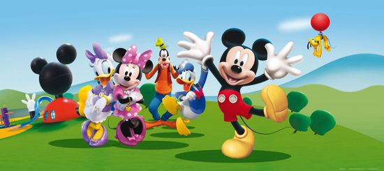 AG Design Fototapeta Veselý Micky Mouse s přáteli 202 x 90 cm