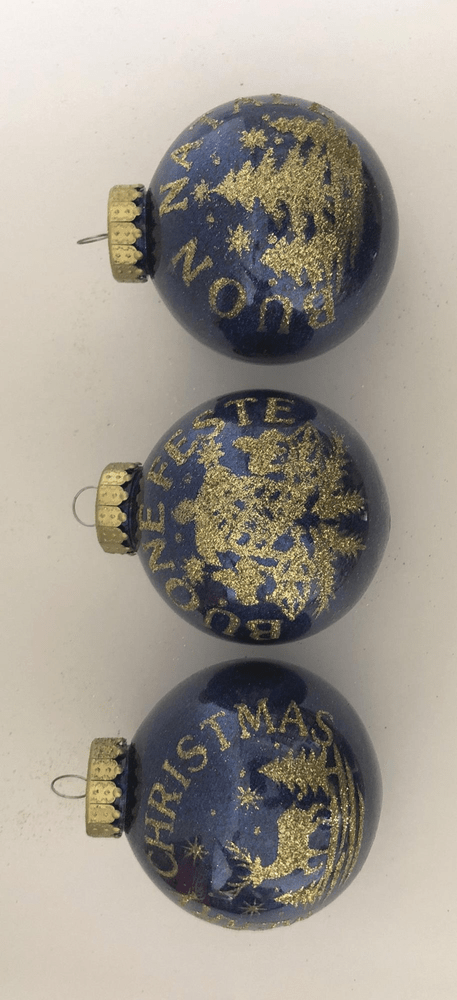 DUE ESSE Set 6 ks vánočních modrých koulí Ø 8 cm, různý dekor,
