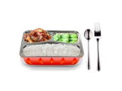 Alum online Ohřívací box na jídlo s kovovou nádobou a příborem 220V a 12v (2v1)