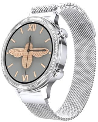 Dámske inteligentné hodinky Carneo Gear+ Deluxe, kovový remienok, luxusné prémiový dizajn, nízka hmotnosť, personalizácia displeja, nastaviteľný ciferník, magnetické zapínanie