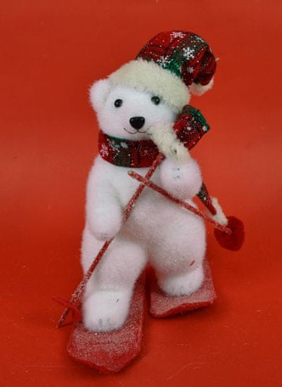 DUE ESSE Vánoční dekorace, lední medvěd na lyžích 26 cm