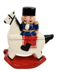 DUE ESSE Voják louskáček na houpacím koni - dóza na drobnosti, porcelán, typ 4 - zánovní