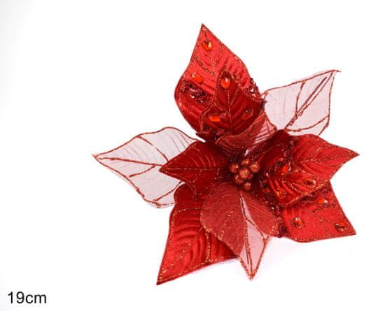 DUE ESSE Vánoční červená hvězda s klipsem 19 cm - rozbaleno