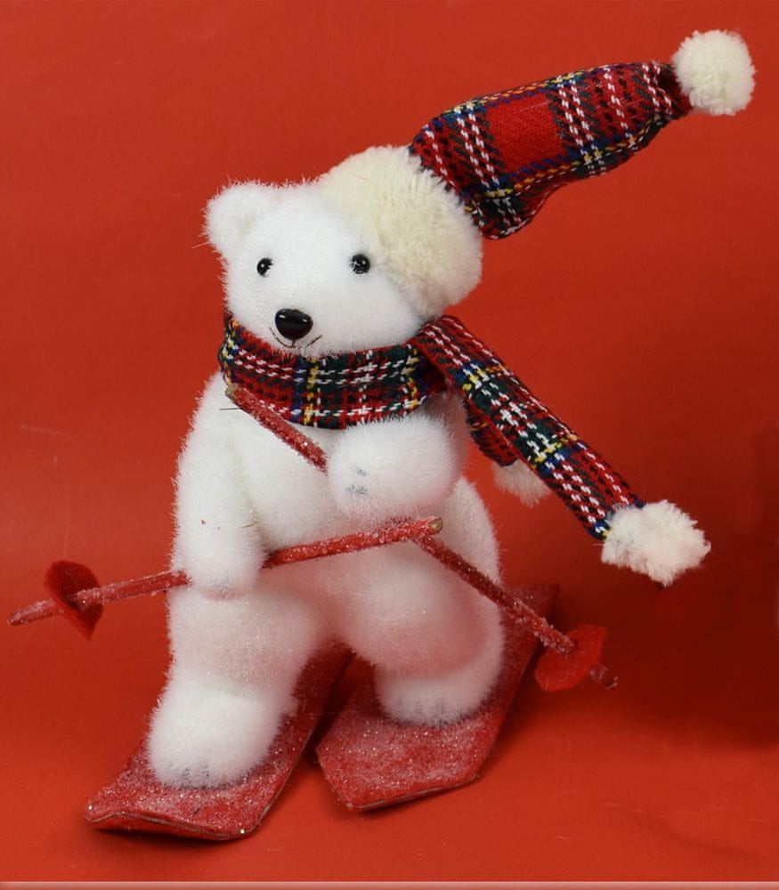 DUE ESSE Vánoční dekorace, lední medvěd na lyžích 20 cm