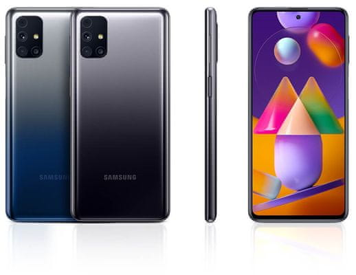 Samsung Galaxy M31s, elegantní design, zaoblený
