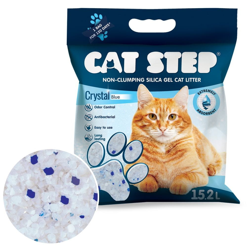 CAT STEP Crystal Blue silikátové stelivo 6,68 kg