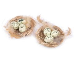 Kraftika 2ks nědá přírodní dekorace hnízdo s křepelčími vajíčky a