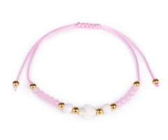 Kraftika 1ks růžová sv. náramek shamballa s perletí a broušenými