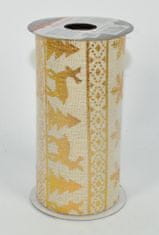 DUE ESSE Set 4 ks dekorační béžové stuhy 11,3 × 270 cm, zlatý dekor