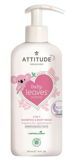 Attitude Baby leaves Dětské tělové mýdlo a šampon (2 v 1) bez vůně, 473 ml