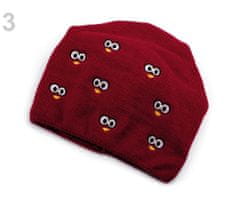 Kraftika 1ks červená dětská zimní čepice s výšivkou očí, svěšená