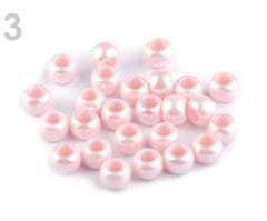 Kraftika 20ks růžová lasturová plastové korálky s velkým průvlekem
