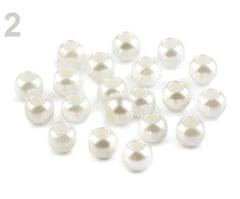 Kraftika 20ks off white plastové korálky s velkým průvlekem perleť