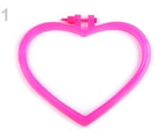 Kraftika 1ks 1 růžová neonová vyšívací rámeček srdce