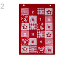 Kraftika 1ks červená textilní adventní kalendář patchwork