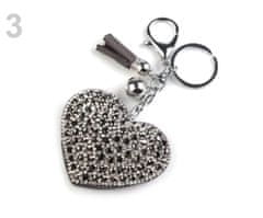 Kraftika 1ks crystal přívěsek na kabelku / klíče srdce