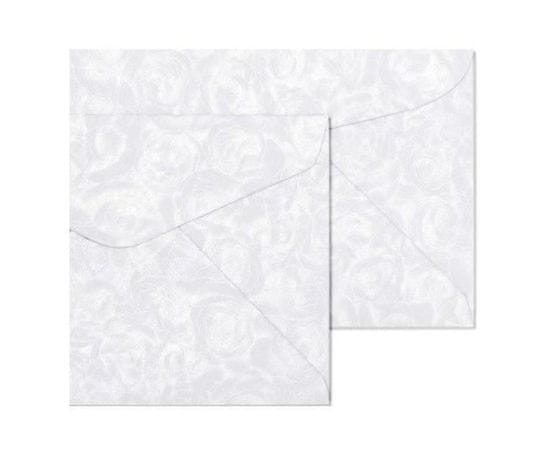 Galeria Papieru Obálky 11x22cm 10ks (120g/m2) bílé se stříbrnými růžemi